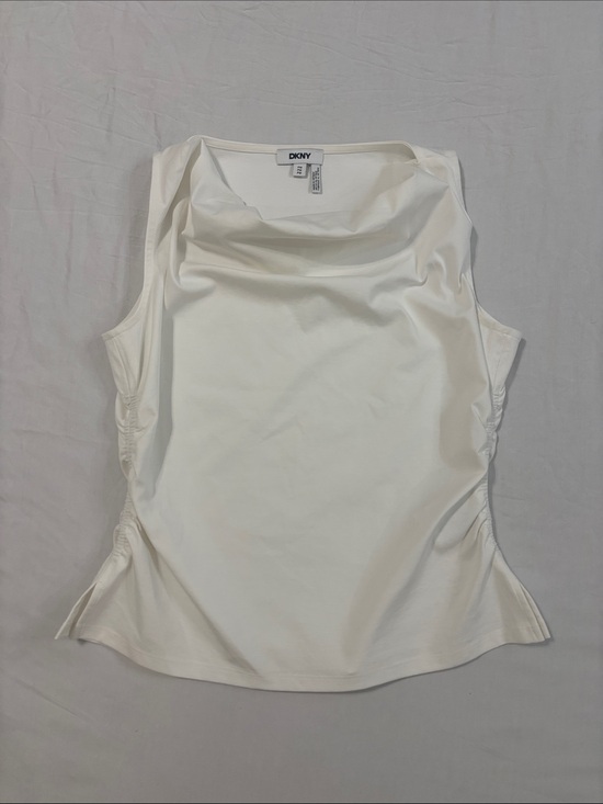Dkny Tops - DKNY Petite Ponte White Cowl Neck Sleeveless Tank Top